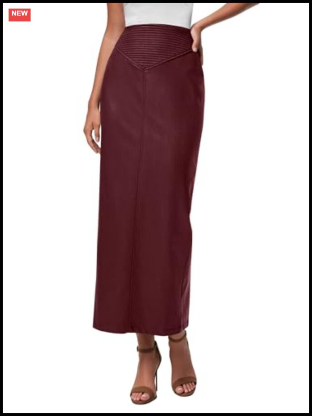 Faux Leather High Waisted Maxi Pencil Skirt Back Slit Work